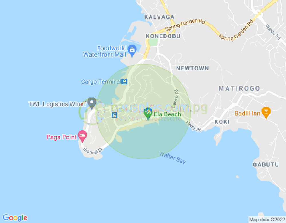 Map of Ela Beach, Port Moresby, NCD