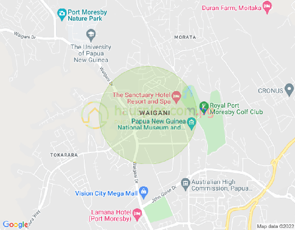 Map of Road Mokohara, Waigani, Port Moresby, NCD
