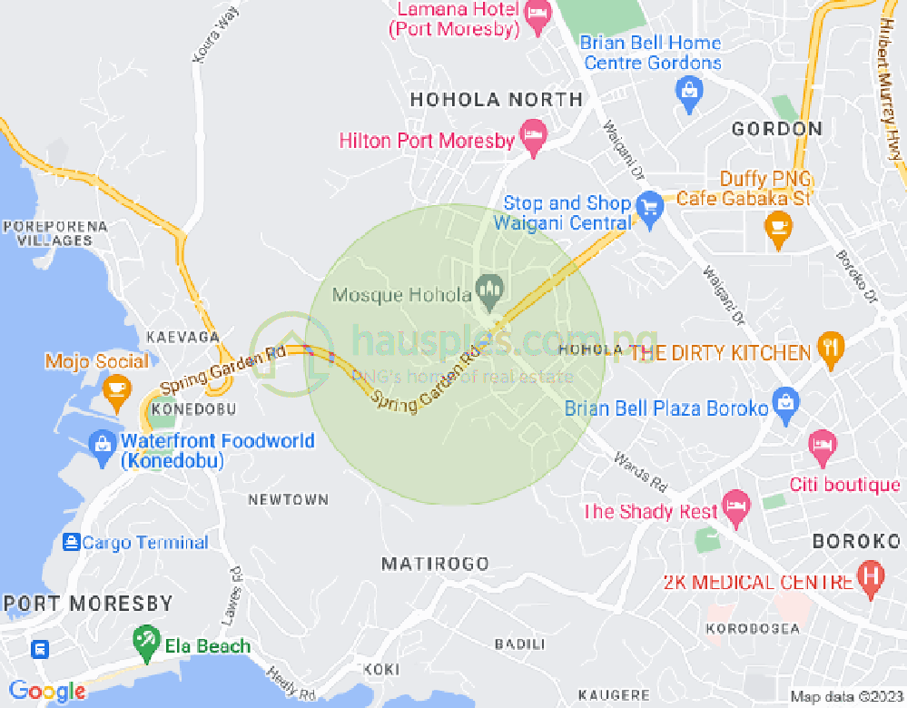 Map of Garden Road Spring, Hohola, Port Moresby, NCD