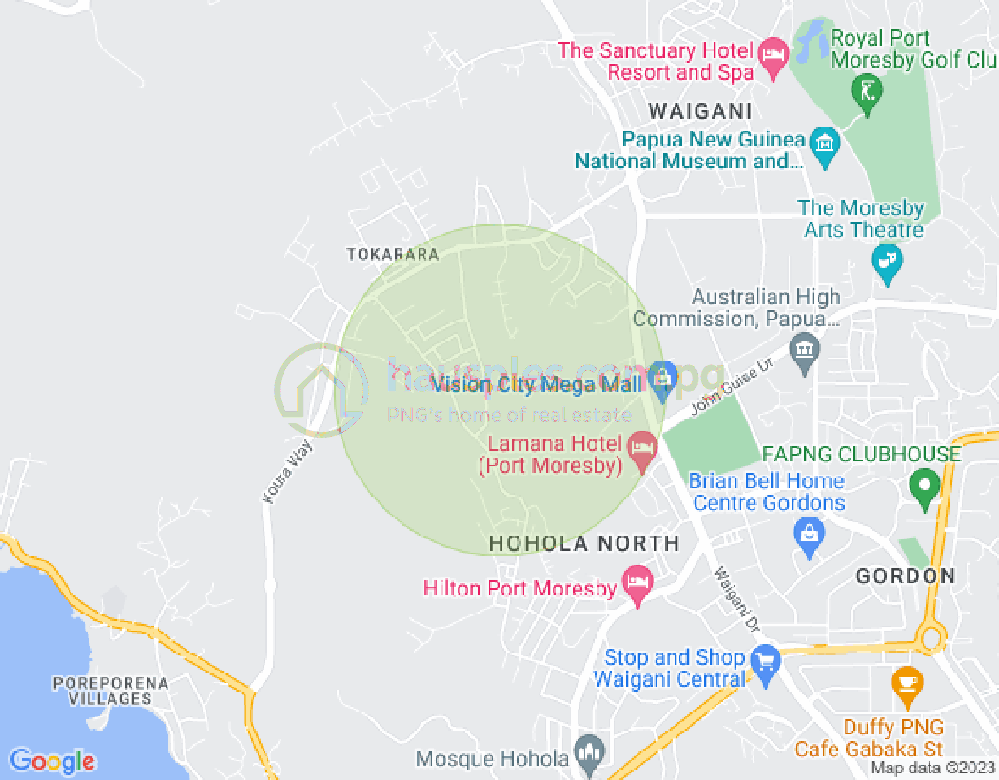 Map of Street Rakatani, Tokarara, Port Moresby, NCD