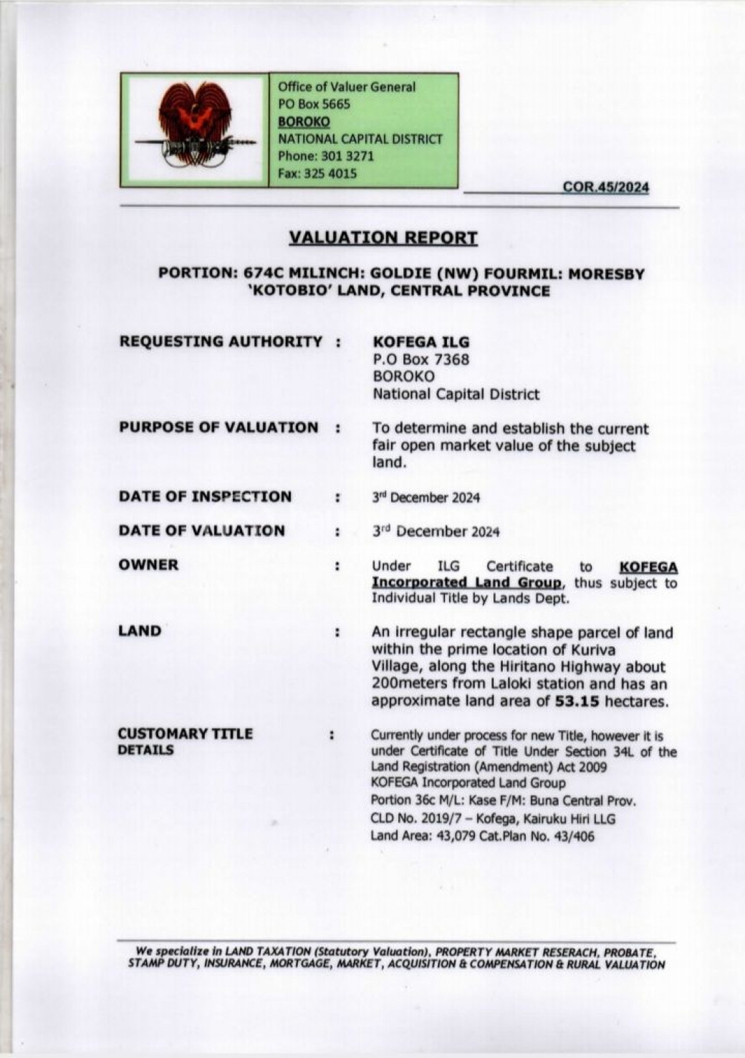 residential Land/Development1 for sale2 ក្នុង Port Moresby3 ID 317864 2