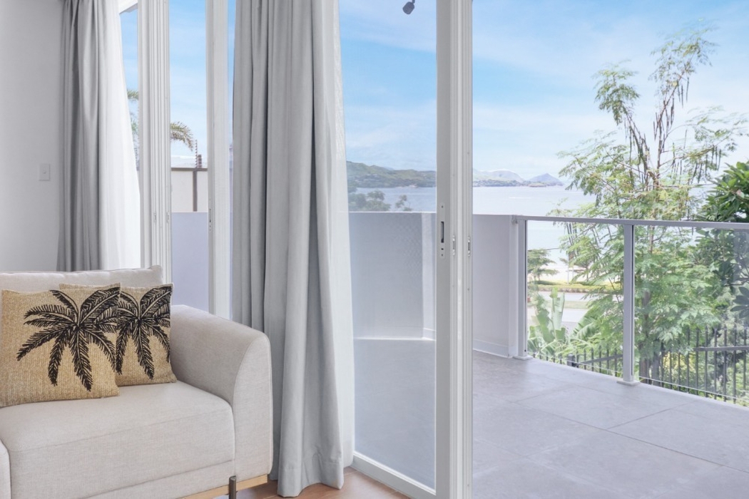 Modern Two-Bedroom Apartment with private courtyard and sea views